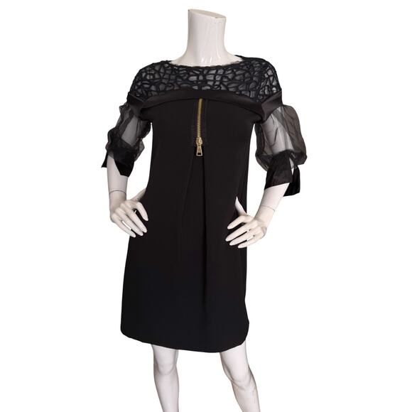 Elisa Cavaletti Zip Front Organza Puff Sleeve Dress Whimsigoth Size Small - Picture 1 of 5